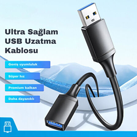 Coofbe Jasoz 1mt USB Uzatma Kablosu Dişi Erkek Uzatma Kablosu USB3.0 Male TO USB3.0 Veri Aktarım Kablosu