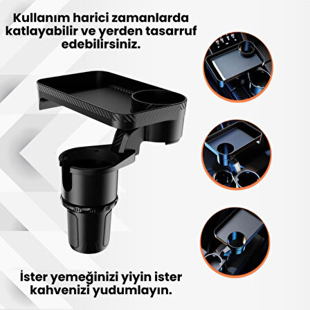 Coofbe 360 Döner Ayarlamalı Araç Bardaklık Araç Masası Araç Organizer Araç Bardaklık Ve Araç Tepsisi
