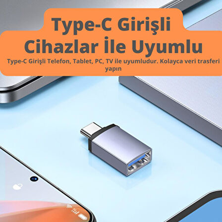 Coofbe Jasoz Type-C to USB 3.1 Dönüstürücü Adaptör Mini OTG 10Gbps Veri Aktarım Type-c Dönüştürücü 