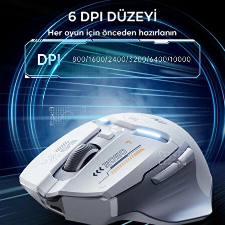 Coofbe Ayarlanabilir DPI Pofesyonel Kablosuz Şarjlı Oyuncu Mouse 2.4G 500mAh Gaming Mouse RGB Işıklı