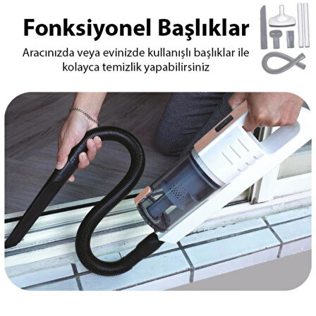 Coofbe Profesyonel Led Işıklı Kuru Islak 15000PA El Süpürgesi Araç Süpürgesi Uzun Şarjı El Araç Oto Süpürgesi
