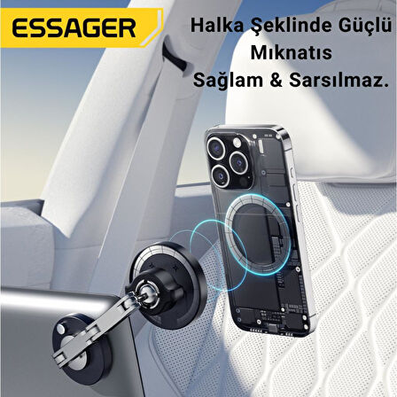 Essager Güçlü Magsafe Uyumlu 360 Döner Alüminyum Araç İçi Telefon Tutucu Masaüstü Telefon Standı
