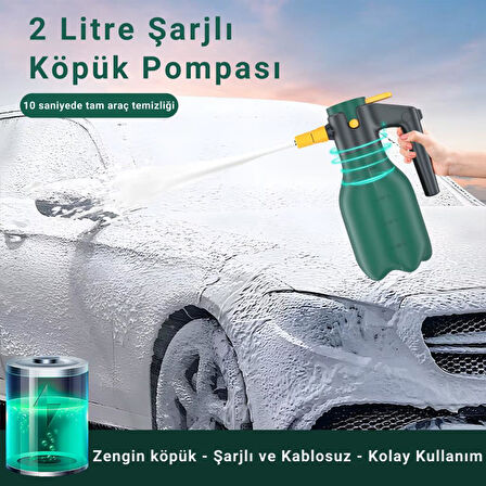 Coofbe Profesyonel 2Lt Yüksek Basınçlı Şarjlı Köpük Makinası Oto Yıkama Pompası Köpük Püskürtücü