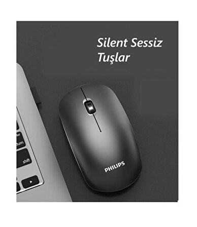 Philips SPK7315 M315 Kablosuz Mouse Sessiz 1200 Dpi Siyah 