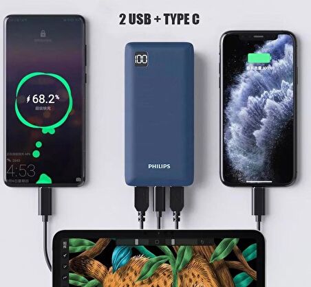 Philips 10000 mAh Hızlı Şarj Powerbank Lacivert 