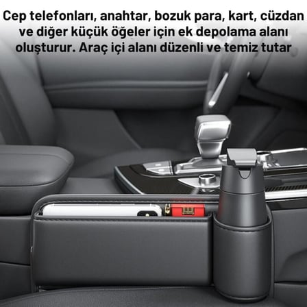 Coofbe Suni Deri Araç Koltuk Yanı Organizatör Araç Bardak Tutucu Araç Telefon Cüzdan Kutusu Bardaklık