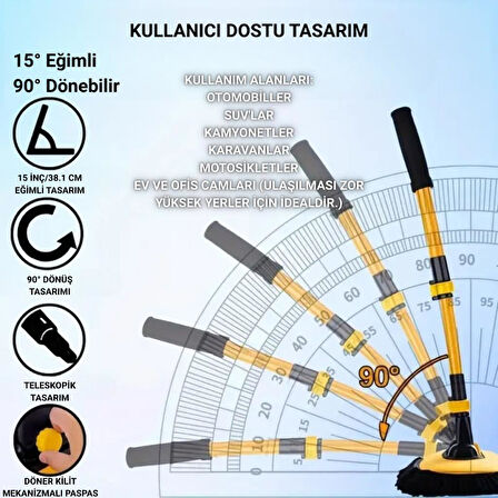 Coofbe Profesyonel Eğimli Teleskopik Mikrofiber Araç Yıkama Fırçası Kuru Islak Oto Yıkama Fırçası 