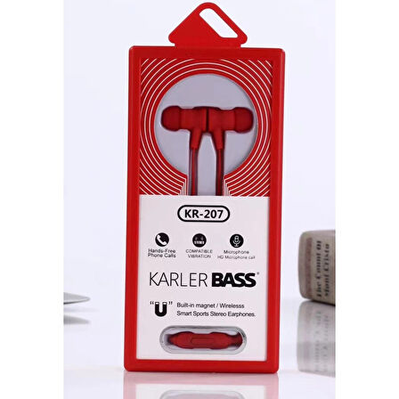 Karler Bass KR-207 Mıknatıslı Kablolu Kulak İçi Kulaklık - Kırmızı