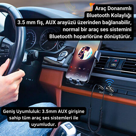 Essager Aux Bluetooth Araç Müzik Kiti FM Transmitter Aux Giriş Usb Wireless Bluetooth Araç Müzik Kiti