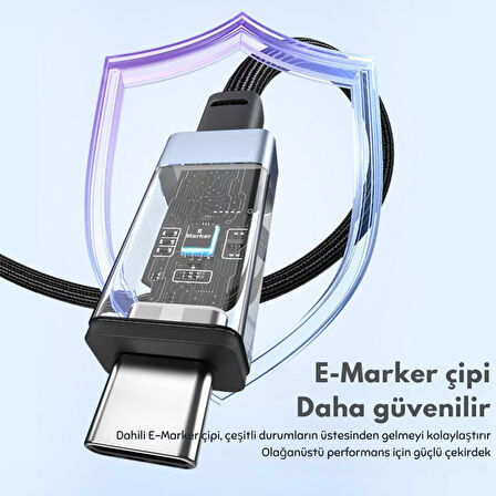 Coofbe Jasoz 2Mt E-Marker Çip Thunderbolt USB4.0 PD 240W Şarj Kablosu 8K 60hZ Görüntü Aktarım 40Gbps