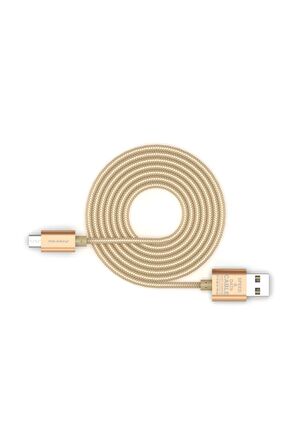 Pineng Micro USB 2 Metre Örgülü Altın Kablo PN-306