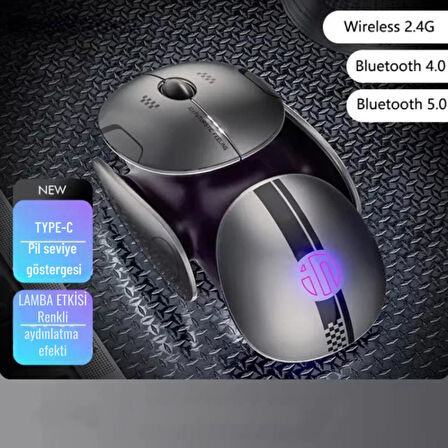 Coofbe 300mAh Bluetooth 5.0 2.4G Profesyonel Şarjlı Kablosuz Ofis-Oyuncu Mouse Ayarlanabilir DPI 