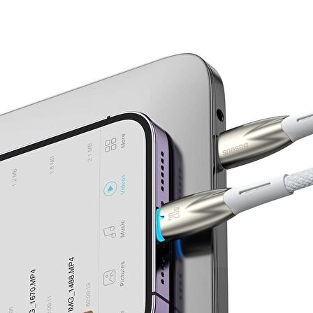 Baseus Led Işıklı Yıldırım Şarj 20W 1Mt İphone Şarj Kablosu Type-C To İphone 14 14 Pro Max Şarj Kablo