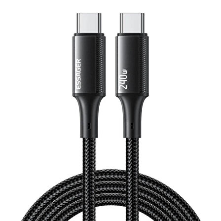 Essager E-Marker Çip 1MT PD3.1 240W Type C Şarj Kablosu 480Mbps Şarj Akım Koruma Kopmaz Kablo 48V/5A