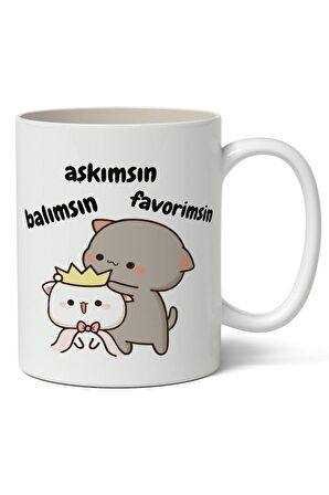Aşkımsın, Balımsın, Favorimsin Baskılı Kupa Bardak Baskılı Kahve Kupa Bardak