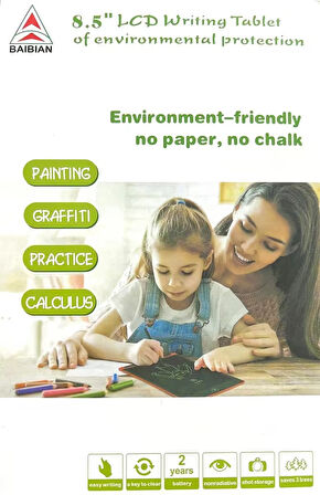 8.5'' LCD Dijital Yazı Tahtası Kalemli Writing Table Baıbıan Siyah Yeşil Black Green