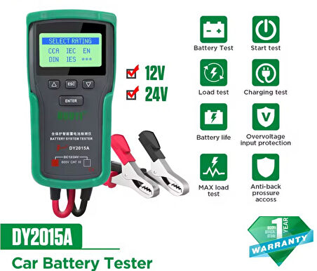 DUOYI DY2015A Otomotiv Akü Sistemi Test Cihazı 12V / 24V 