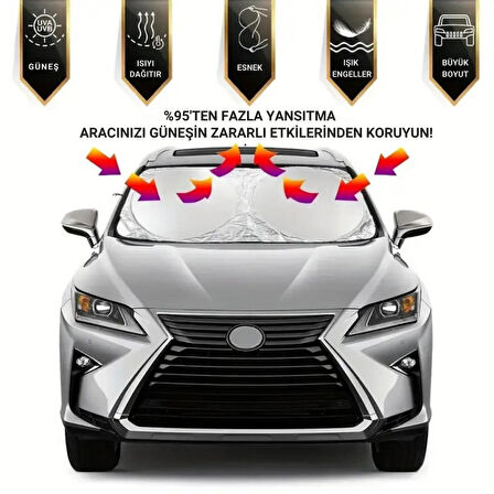 Coofbe Katlanabilir 150x70 CM Araç Ön Cam Güneşlik Ön Cam Araç Perdesi Araç Güneş Koruyucu Oto Güneşlik
