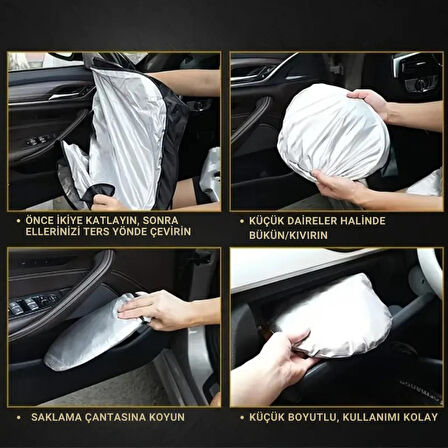 Coofbe Katlanabilir 150x70 CM Araç Ön Cam Güneşlik Ön Cam Araç Perdesi Araç Güneş Koruyucu Oto Güneşlik