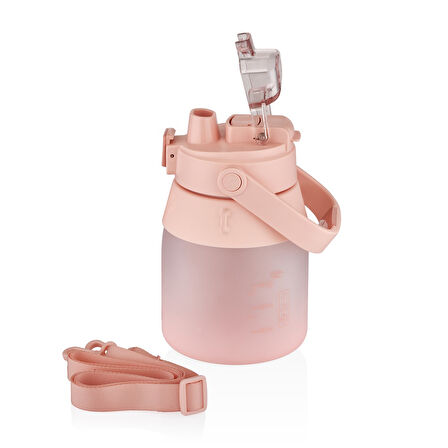 Vagonlife VGN6275 1000ml Pembe Pipetli Askılı Matara