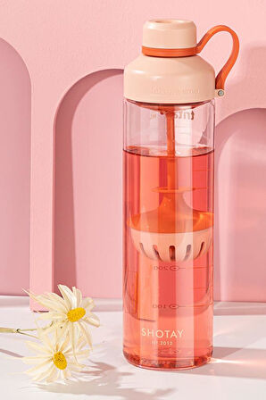 Shotay ST-6637 680ml Süzgeçli Pembe Tritan Matara