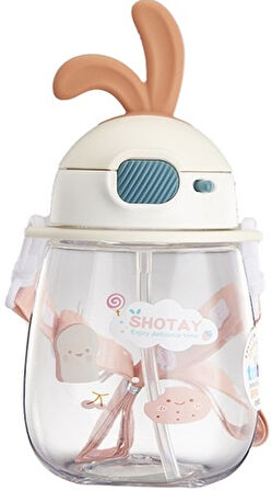 SHOTAY MATARA TRITAN PİPETLİ  600 ML 4 KARIŞIK RENK-DESEN ST-7008 - 1 ADET