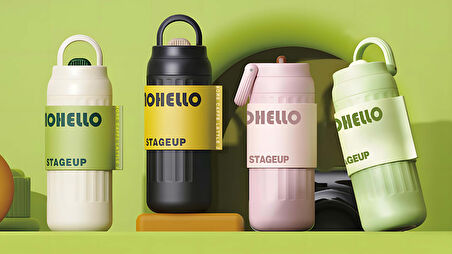 SHOTAY MATARA PASLANMAZ ÇELİK  460 ML 4 KARIŞIK RENK-DESEN ST-8097 - 1 ADET