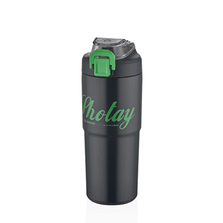 Shotay ST-8133 Çift Kullanım Pipetli/Rahat İçim Siyah 750ml Çelik Matara