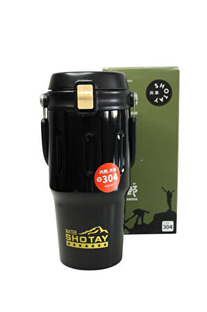 Shotay ST-8166 Çift Kullanım Pipetli/Rahat İçim Gri 650ml Çelik Termos