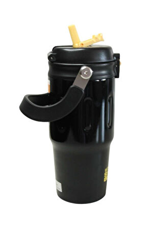 Shotay ST-8166 Çift Kullanım Pipetli/Rahat İçim Gri 650ml Çelik Termos