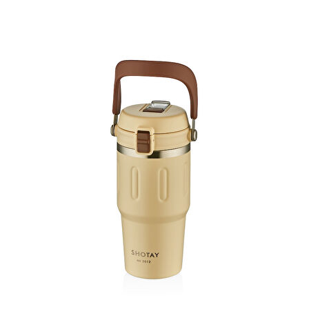 Shotay ST-8166 Çift Kullanım Pipetli/Rahat İçim Beyaz 650ml Çelik Termos