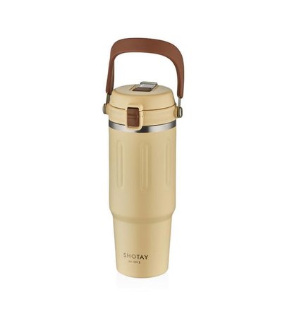 Shotay ST-8168 Çift Kullanım Pipetli/Rahat İçim Beyaz 900ml Çelik Termos