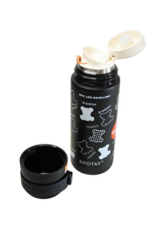 Shotay ST-8188 480ml Desenli Siyah Çelik Termos