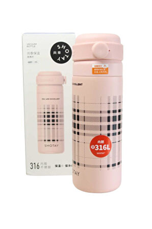 Shotay ST-8188 480ml Desenli Pembe Çelik Termos