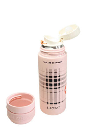 Shotay ST-8188 480ml Desenli Pembe Çelik Termos
