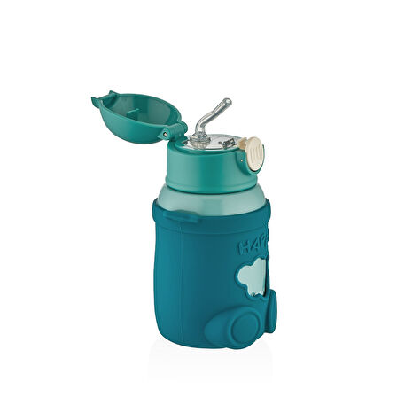 Shotay ST-8816 480ml Askılı Silikon Kılıflı Pipetli Yeşil Çelik Matara