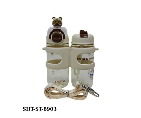 Shotay ST-8903 330ml+450ml Çift Kullanım Pipetli Beyaz Matara