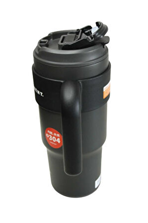 Shotay ST-8917 Çift Kullanım Pipetli/Rahat İçim Siyah 1000ml Çelik Matara