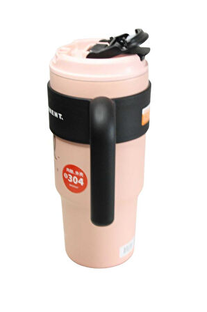 Shotay ST-8917 Çift Kullanım Pipetli/Rahat İçim Pembe 1000ml Çelik Matara
