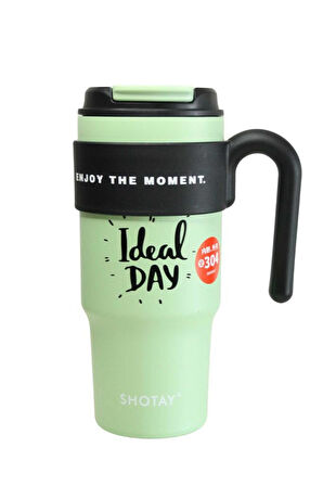 Shotay ST-8917 Çift Kullanım Pipetli/Rahat İçim Yeşil 1000ml Çelik Matara