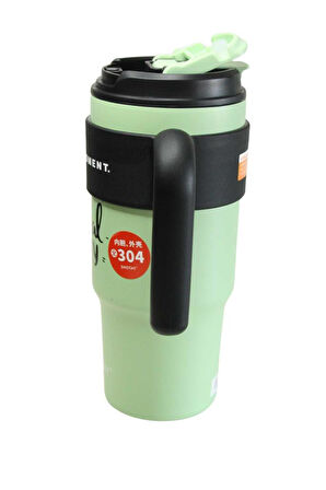 Shotay ST-8917 Çift Kullanım Pipetli/Rahat İçim Yeşil 1000ml Çelik Matara