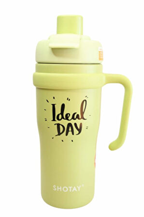 Shotay ST-8918 Çift Kullanım Pipetli/Rahat İçim Yeşil 720ml Çelik Termos