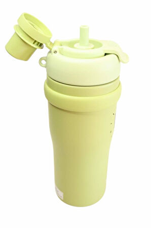Shotay ST-8918 Çift Kullanım Pipetli/Rahat İçim Yeşil 720ml Çelik Termos