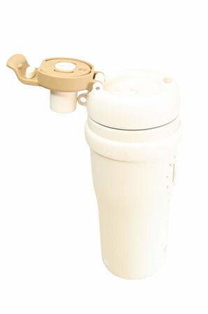 Shotay ST-8918 Çift Kullanım Pipetli/Rahat İçim Beyaz 720ml Çelik Termos