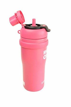 Shotay ST-8918 Çift Kullanım Pipetli/Rahat İçim Fuşya 720ml Çelik Termos