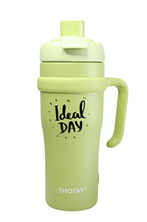 Shotay ST-8919 Çift Kullanım Pipetli/Rahat İçim Yeşil 1000ml Çelik Termos