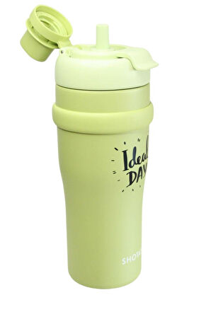 Shotay ST-8919 Çift Kullanım Pipetli/Rahat İçim Yeşil 1000ml Çelik Termos