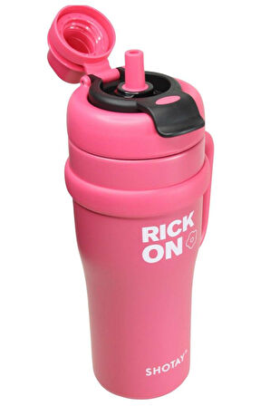 Shotay ST-8919 Çift Kullanım Pipetli/Rahat İçim Fuşya 1000ml Çelik Termos