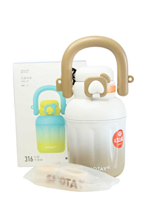 Shotay ST-8931 680ml Pipetli Beyaz-Krem Çelik Matara