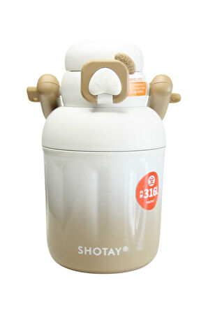 Shotay ST-8931 680ml Pipetli Beyaz-Krem Çelik Matara